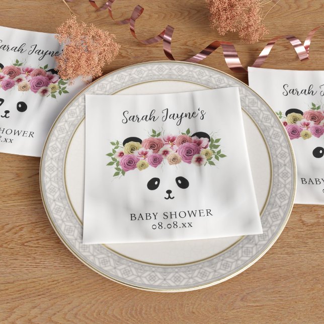 Niedliches Panda Bear Girl Babyduschpapier Napkins Serviette (Von Creator hochgeladen)