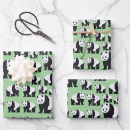 Niedliches Panda Bear Muster Geschenkpapier Set