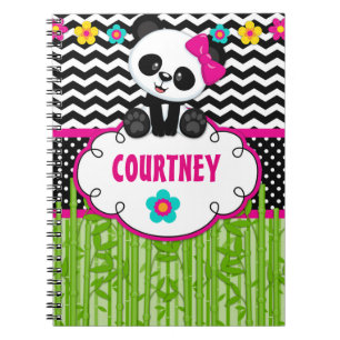 Niedliches Panda Bear Personalisiert Name Journal Notizblock