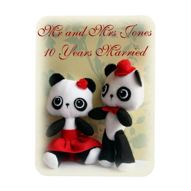 Niedliches Panda Bears Couple Anniversary Magnet (Vertikal)