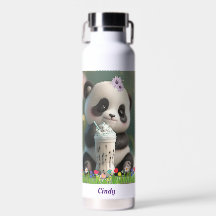 Niedliches Panda, das Milchshake trinkt Personalis