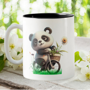 Niedliches Panda Fahrrad personalisiert Zweifarbige Tasse