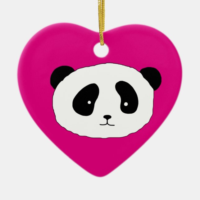 Niedliches Panda-Gesichtsbild rosa Keramikornament (Vorne)