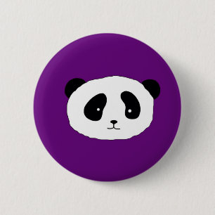 Niedliches Panda-Gesichtsmuster lila Button