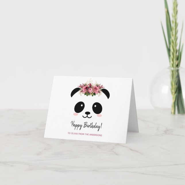 Niedliches Panda Girl Happy Birthday Card Karte (Vorderseite)