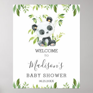 Niedliches Panda Greenery Baby Dusche Neutral Will Poster