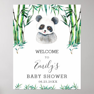 Niedliches Panda Greenery Baby Dusche Neutral Will Poster