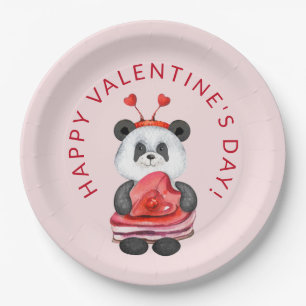 Niedliches Panda Happy Valentines Day Party Paper Pappteller