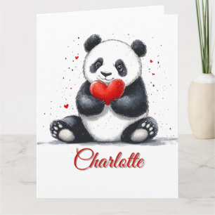 Niedliches Panda Holding Heart mit individualisier Karte