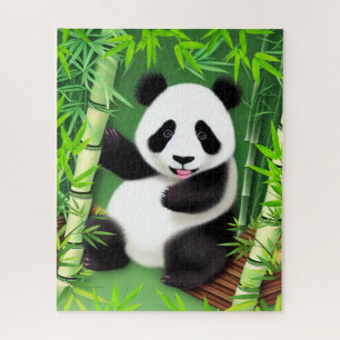 Niedliches Panda im Bambuswald Puzzle