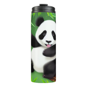 Niedliches Panda im Bambuswald Thermosbecher