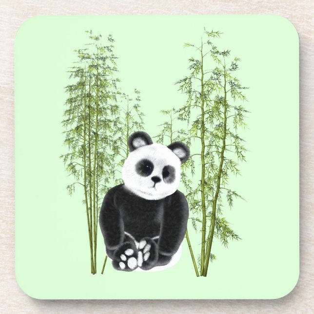 Niedliches Panda in Bamboo Getränkeuntersetzer (Vorderseite)