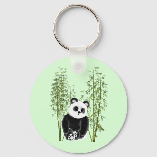 Niedliches Panda in Bamboo Schlüsselanhänger (Vorderseite)
