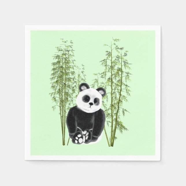 Niedliches Panda in Bamboo Serviette (Vorderseite)