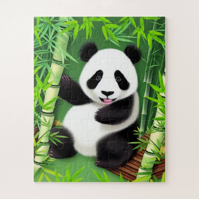 Niedliches Panda in einem Bambuswald-Puzzle Puzzle (Vertikal)