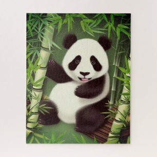 Niedliches Panda in einem Bambuswald-Puzzle Puzzle