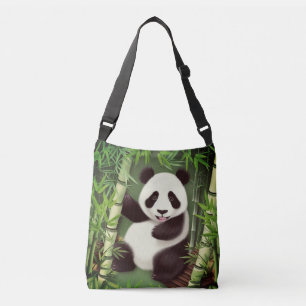 Niedliches Panda in einer Bambuswald-Crossbody-Tas Tragetaschen Mit Langen Trägern