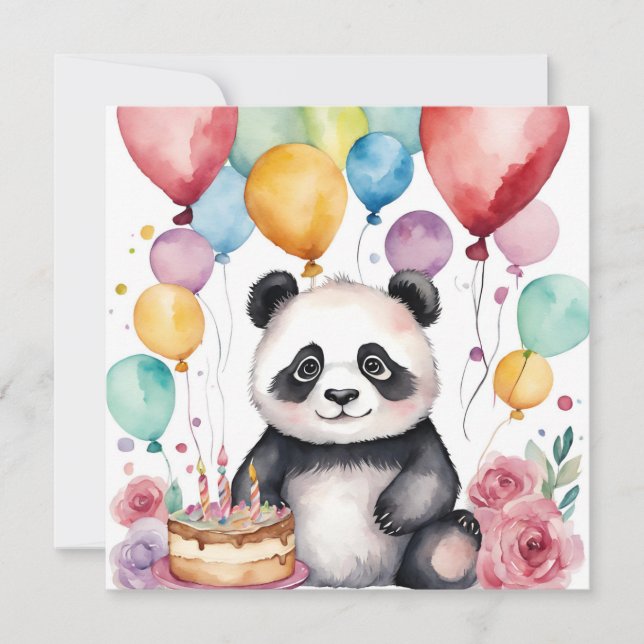 Niedliches Panda mit Ballonkarte (Vorderseite)