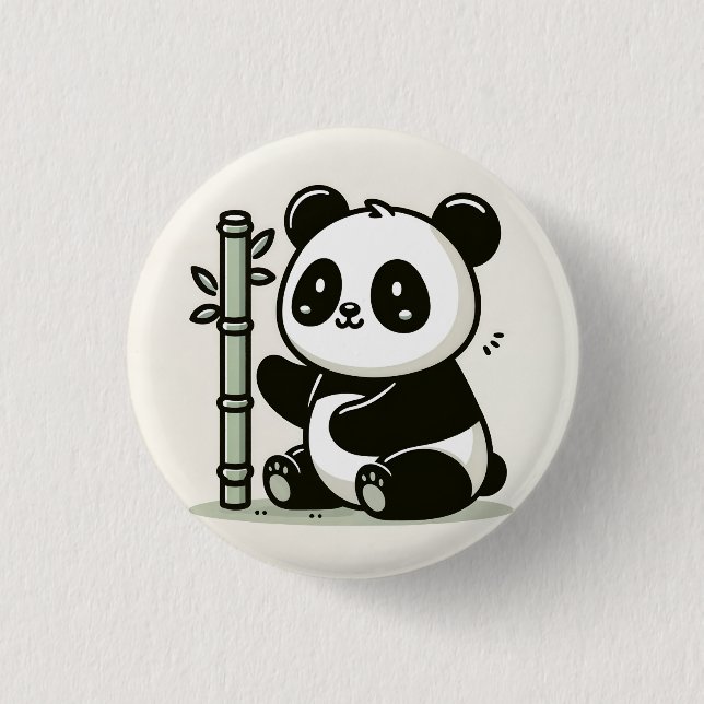 Niedliches Panda mit Bambuskunst Button (Vorderseite)