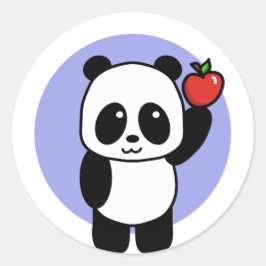 Niedliches Panda mit einem hellen roten Apple Runder Aufkleber