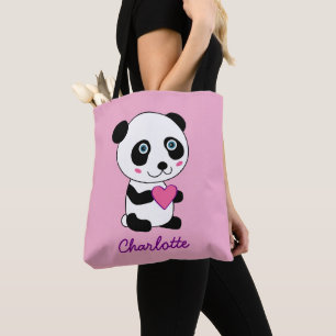 Niedliches Panda mit Personalisiertem rosa Herznam