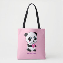 Niedliches Panda mit Personalisiertem rosa Herznam