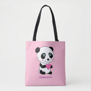 Niedliches Panda mit Personalisiertem rosa Herznam