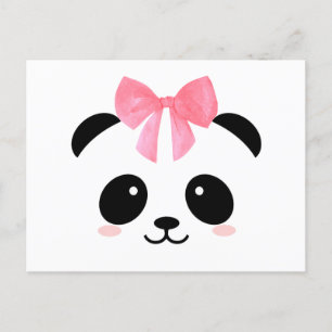 Niedliches Panda mit rosa Band Postkarte