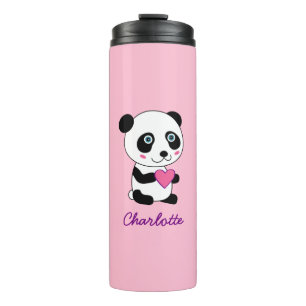 Niedliches Panda mit rosa Herz Personalisiert Thermosbecher
