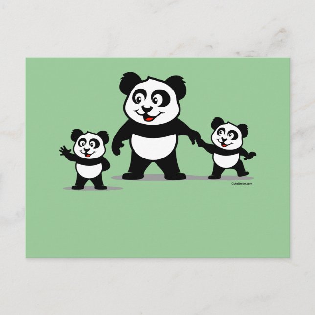 Niedliches Panda mit zwei Säuglingen Postkarte (Vorderseite)
