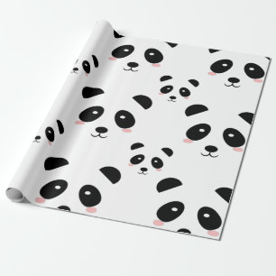 Niedliches Panda-Muster Schwarz-Weiß Geschenkpapier