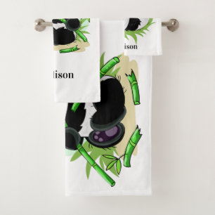 Niedliches Panda-Name-Tuch-Set Badhandtuch Set