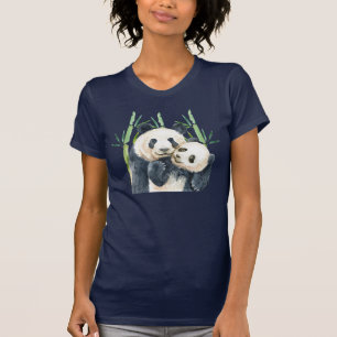 Niedliches Panda-Paar in Bamboo Wasserfarbener T - T-Shirt