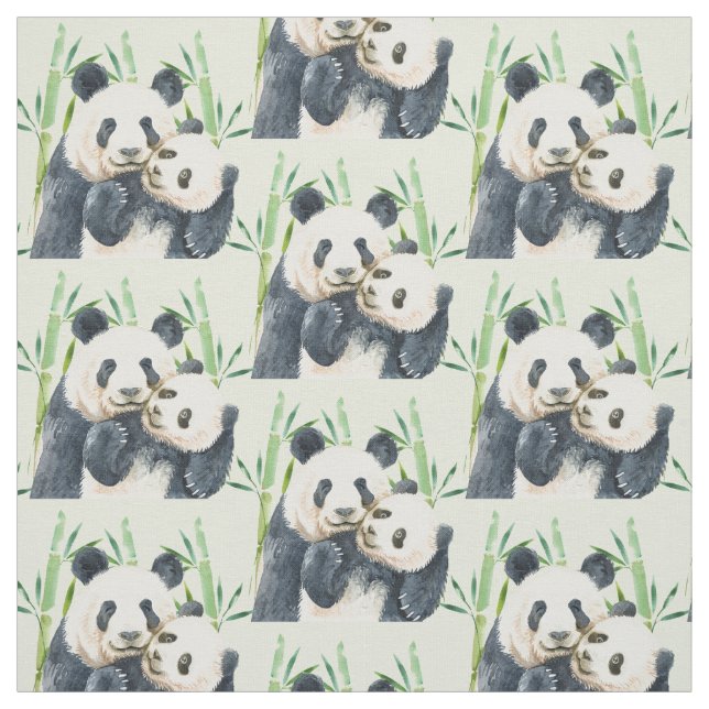Niedliches Panda Pair & Bamboo Wasserfarbmuster Stoff (Muster)