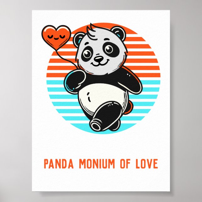 Niedliches Panda-Poster "Panda-monium-Liebe" Poster (Vorne)