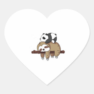 Niedliches Panda Schlafen auf Sloth Hoodie Sloth L Herz-Aufkleber
