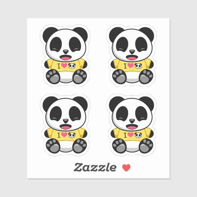 Niedliches Panda-Set mit 4 Aufkleber (Blatt)