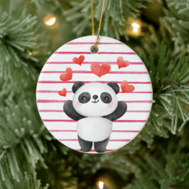 Niedliches Panda und Herz Keramik Ornament