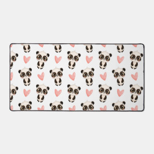 Niedliches Panda und Herzmuster Schreibtischunterlage