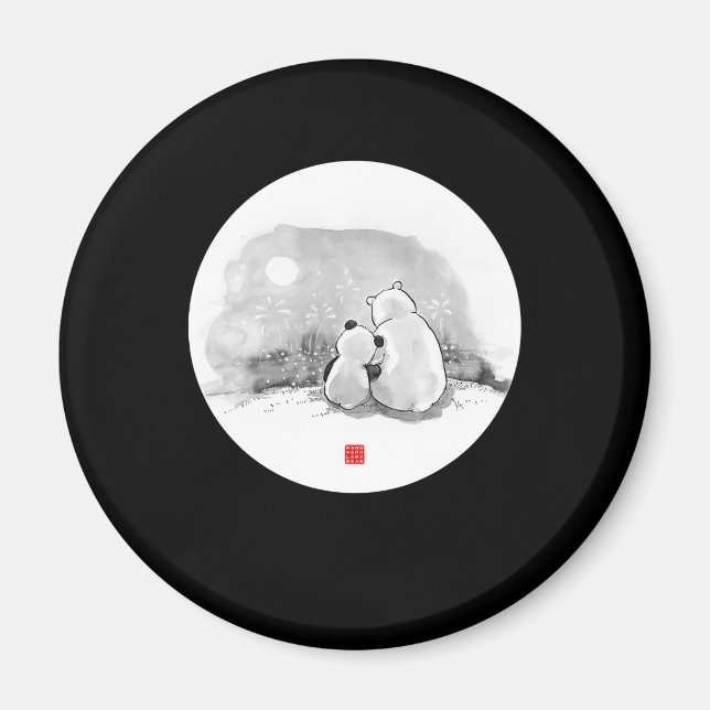 Niedliches Panda- und Polar-Bärentier Magnet (Vorne)