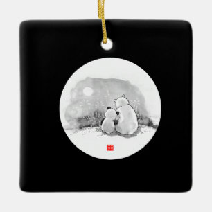 Niedliches Panda- und Polarbärtier Keramikornament