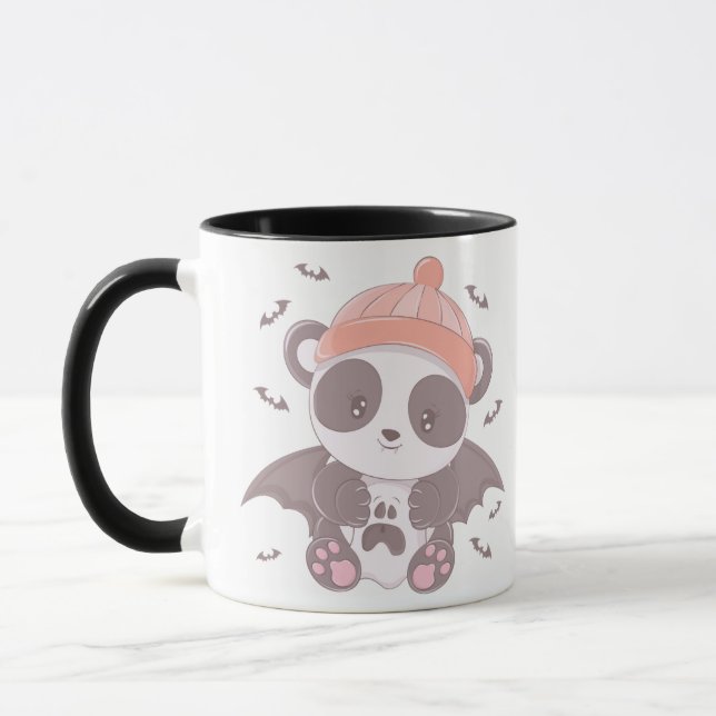 Niedliches Panda Vampire mit Ghost & Bats Hallowee Tasse (Links)