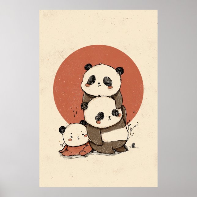Niedliches Pandas-Design Poster (Vorne)