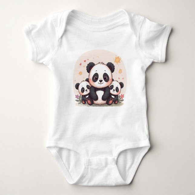 Niedliches Pandas-T-Shirt Baby Strampler (Vorderseite)