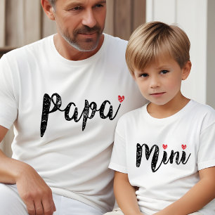 Niedliches Papa- und Mini-Fun-Script und Herz Tri-Blend Shirt