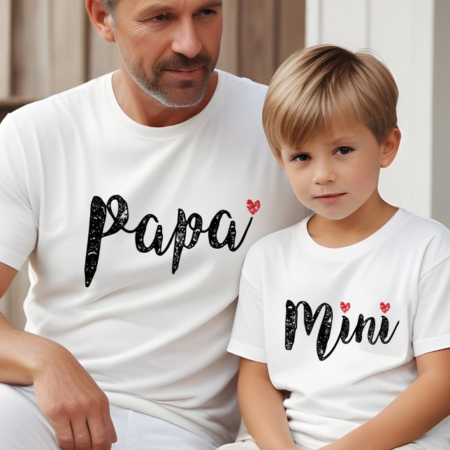 Niedliches Papa- und Mini-Fun-Script und Herz Tri-Blend Shirt (Cute Papa And Mini Fun Script And Heart T-Shirt)