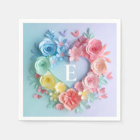 Niedliches Papierherz, Blume, Schmetterlinge