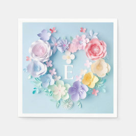 Niedliches Papierherz, Blume, Schmetterlinge Serviette