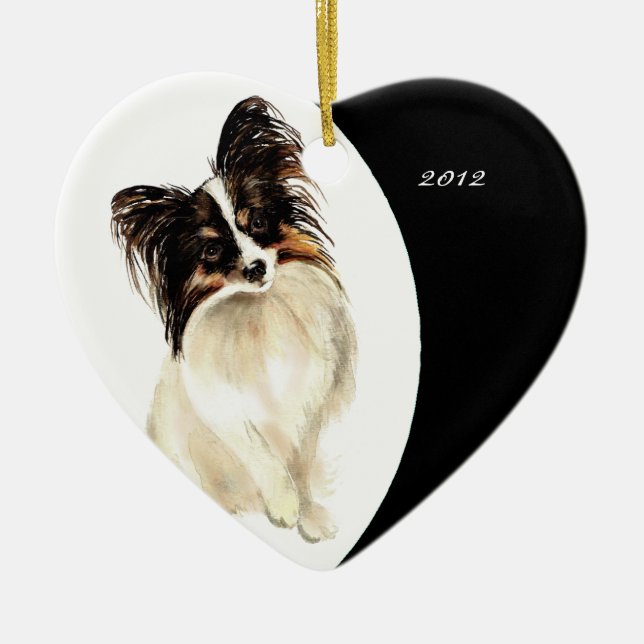 Niedliches Papillon Dog-Haustier mit individueller Keramikornament (Vorne)