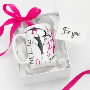 Niedliches Pariser Thema Stilvolle Lady Kaffeetasse